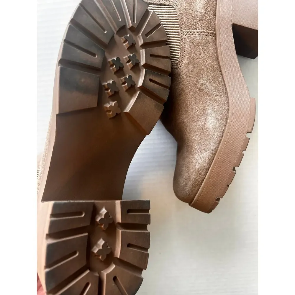 Steve Madden Brontey Chelsea Boots Women’s 8.5 Tan Suede Lug Sole Ankle